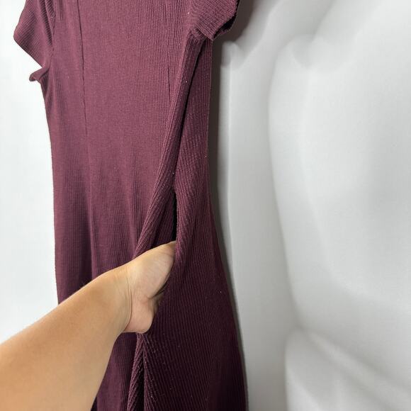 2/$30 Torrid Mini Slub Rib Fluted Dress M/L Winetasting Ruched Sweetheart #7569 - Picture 11 of 16